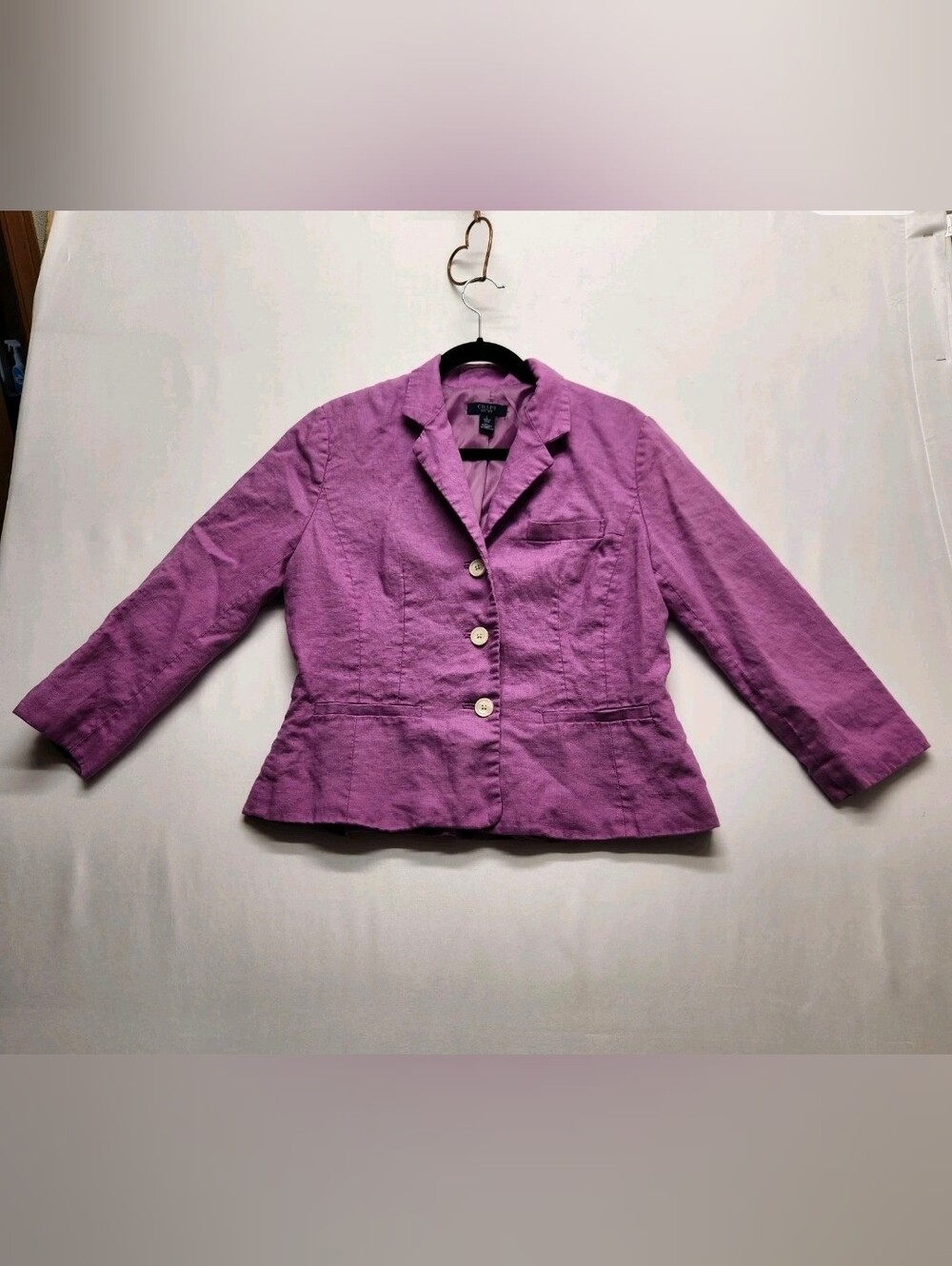 ⭐️CHAPS Purple Linen Blazer Jacket Size Large L Light Pastels Office Cottagecore